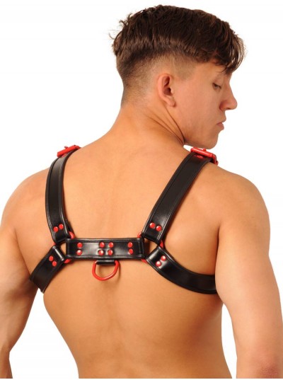 Fist Leather Chest Harness • Black - Red