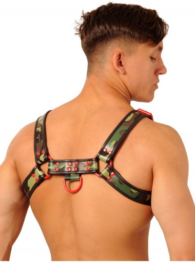 Fist Leather Chest Harness • Camo - Red