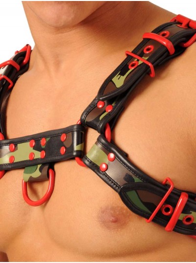 Fist Leather Chest Harness • Camo - Red
