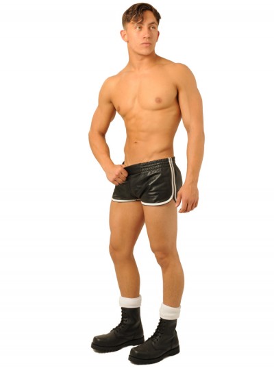 Fist Leather Shorts • Black - White