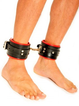 Fist Leather Ankle Cuffs • Black/Red