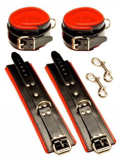 Fist Leather Wrist + Ankle Set • Black/Red